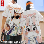 上衣尼克朱迪印花情侣装 T恤男宽松大码 卡通周边体恤百搭 短袖 夏季