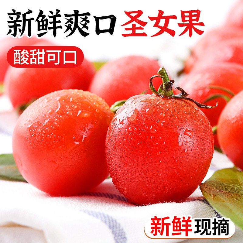 圣女果千禧小番茄自然熟新鲜水果当季整箱爆汁西红柿生吃包邮,水产肉类/新鲜蔬果/熟食,番茄,淘宝优惠券,粉丝福利购,淘宝优惠卷