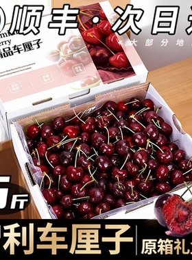 智利车厘子2斤装新鲜水果J级大果现货顺丰3J大樱桃黑车5斤4J甜脆