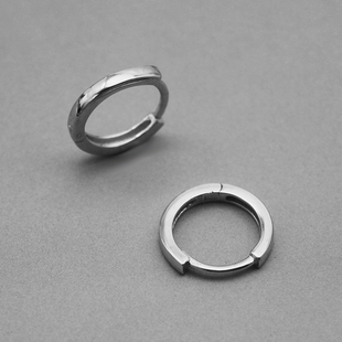 银耳环男士耳钉潮流个性单只耳夹耳圈男生痞帅素圈耳饰小众设计感