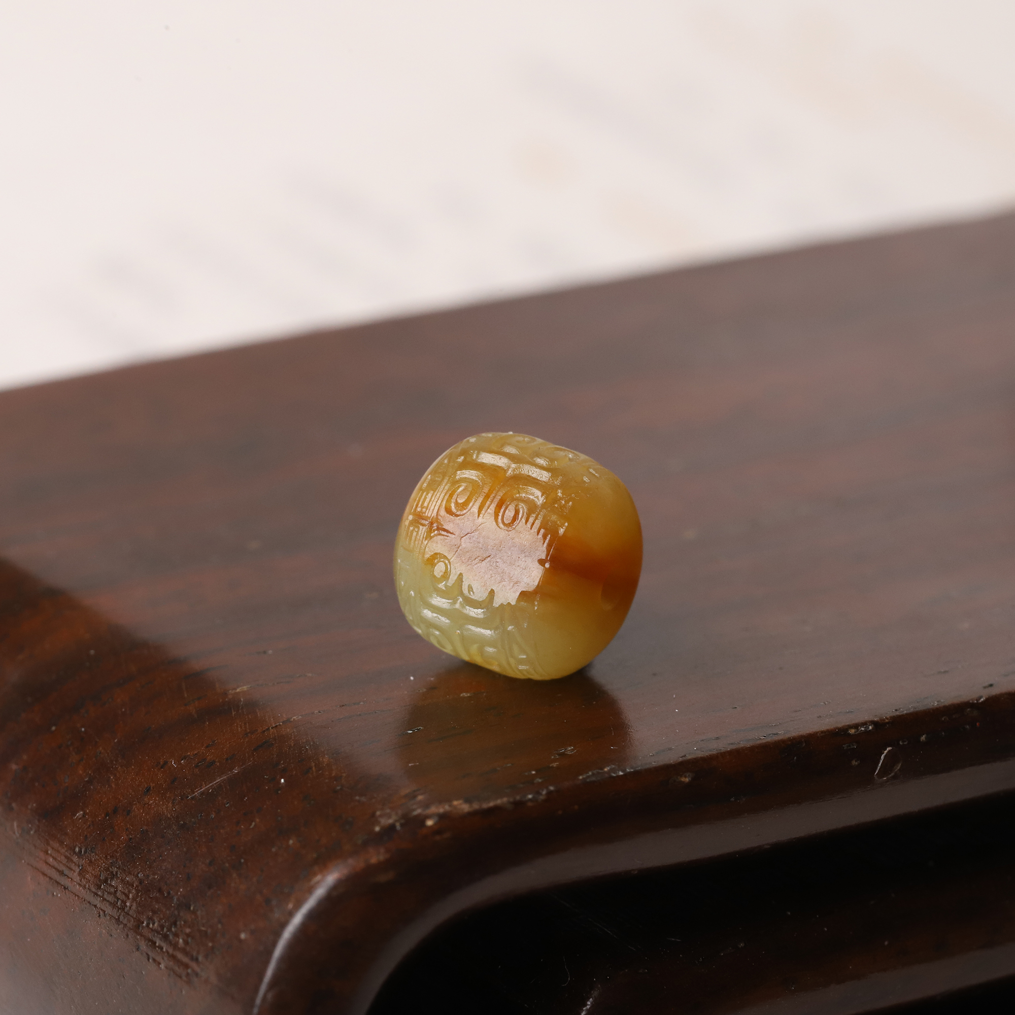 11mm黄沁回纹珠苏工新疆和田玉籽料黄玉锁骨珠单珠手串手链配珠