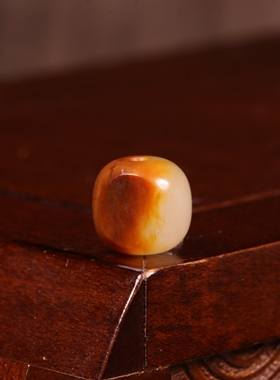 9mm老型珠新疆和田玉籽料黄沁珠子天然和田玉单珠散珠手串配珠