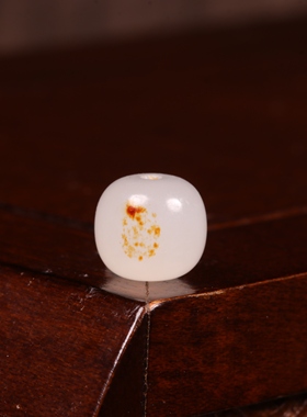 8mm白玉圆珠天然和田玉新疆散珠老型珠手串配珠单颗玉珠子手饰