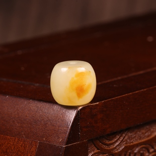 12mm老型珠新疆和田玉籽料直切桶珠黄玉珠子单珠散珠手串手持顶珠