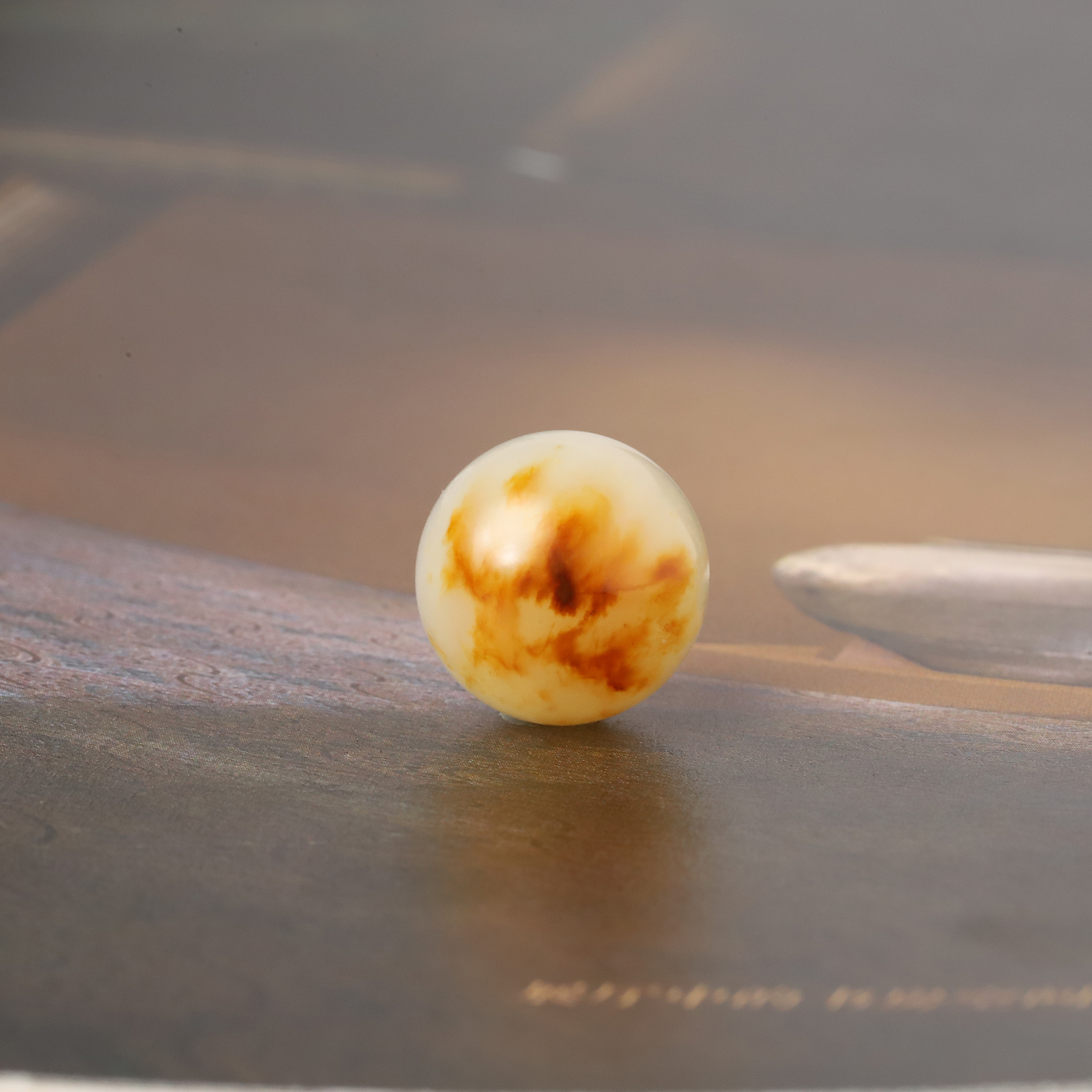 15mm黄沁珠子新疆和田玉籽料黄玉圆珠籽玉单珠散珠手串配珠天然