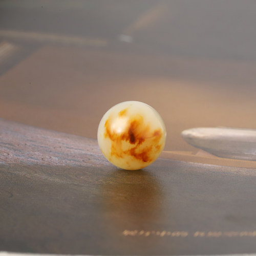 15mm黄沁珠子新疆和田玉籽料黄玉圆珠籽玉单珠散珠手串配珠天然