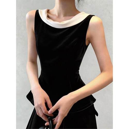 夏季独特复古甜辣妹撞色小背心女外穿设计感收腰显瘦绝美无袖上衣