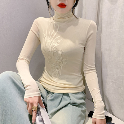 潮流精品，性感半高领，气质网纱