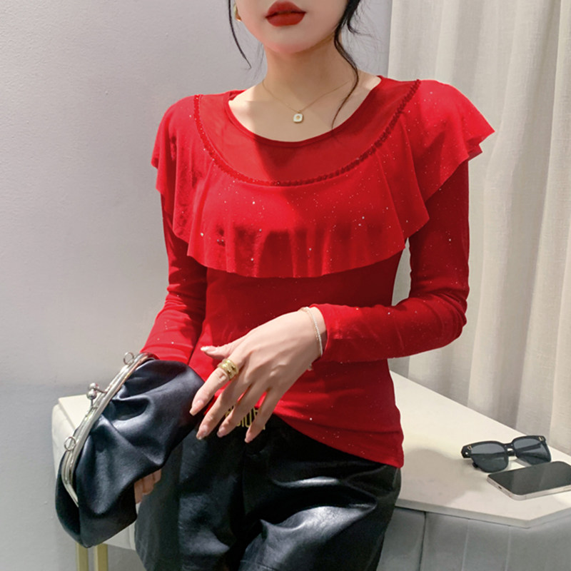 长袖通勤常规重工钉珠网纱