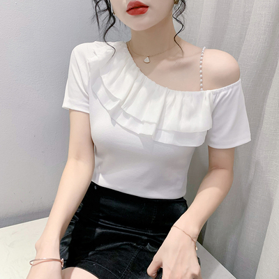 时尚荷叶边性感露肩洋气百搭