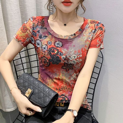 短袖t恤低领女夏薄款纱衣透气
