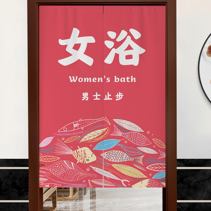 更衣室门帘男女隔断帘商用遮挡帘免打孔布艺养生休息区浴室布帘图片