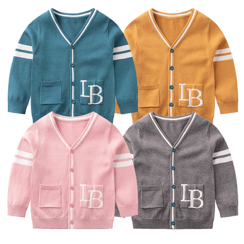 拉比童装旗舰全开棉线外套ltdc100132男女儿童宝宝毛衣线衣上衣