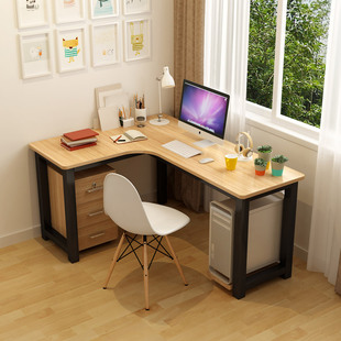 家用儿童学习桌定制 钢木转角电脑桌墙角拐角办公桌L型书桌台式
