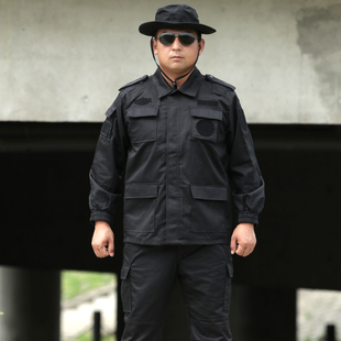 斜纹安保服套装春秋加厚 防静电 肩章可拆 臀部膝盖双层 11个口袋