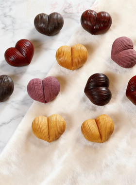 紫檀木雕刻爱心桃心通孔diy手链