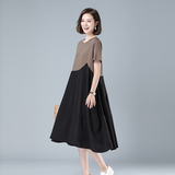 时尚宽松显瘦拼接连衣裙优雅气质长裙，女装连衣裙，秋牧寒烟