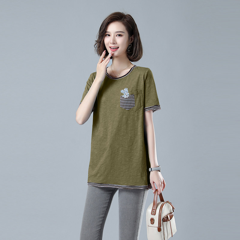 时尚宽松短袖T恤女夏季新款韩版百搭显瘦上衣学生休闲半袖打底衫,女装T恤,秋牧寒烟
