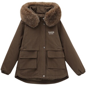 2020冬加绒加厚棉服保暖连帽派克服723款图片