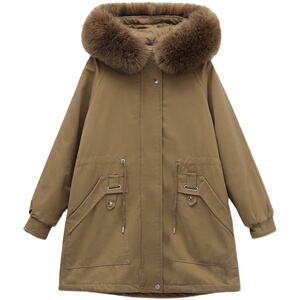 2020冬加绒加厚棉服保暖连帽派克服725款图片