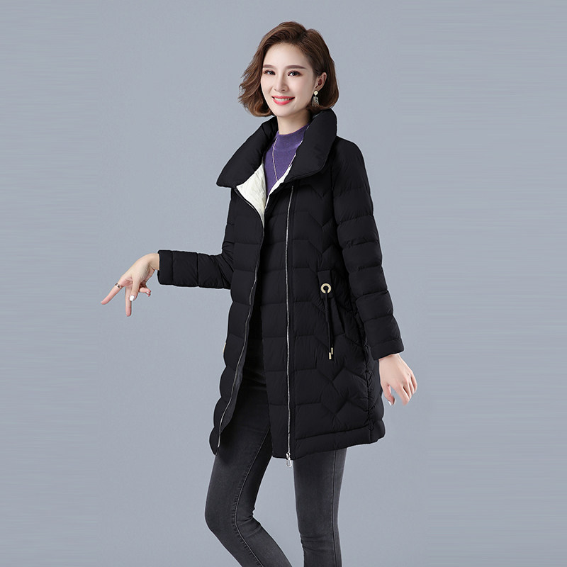 2024年冬棉服中长款加厚加棉保暖中长款604-1款纯色连帽,女装棉衣/棉服,秋牧寒烟