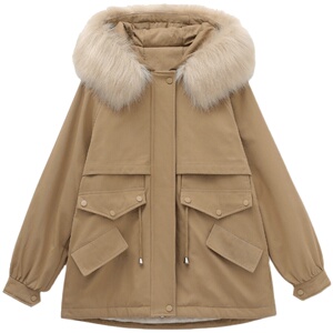 2020冬加绒加厚棉服保暖连帽派克服722款图片