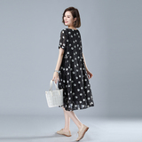 时尚宽松显瘦波点雪纺连衣裙女夏季新款气质百搭长裙，女装连衣裙，秋牧寒烟