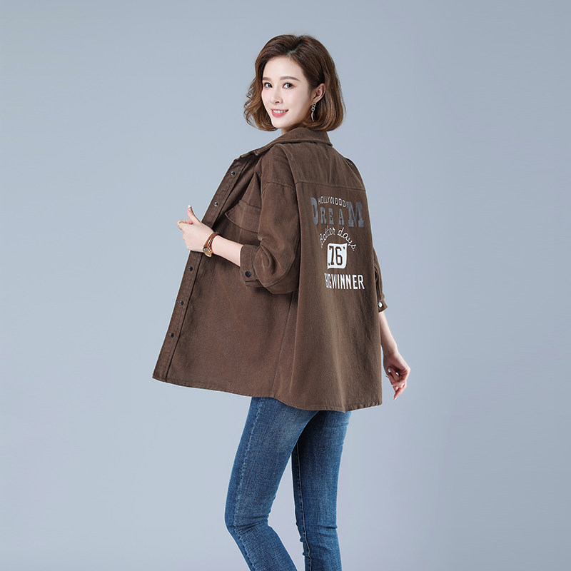 时尚宽松显瘦长袖衬衫外套女秋装新款韩版百搭休闲上衣学生夹克图片