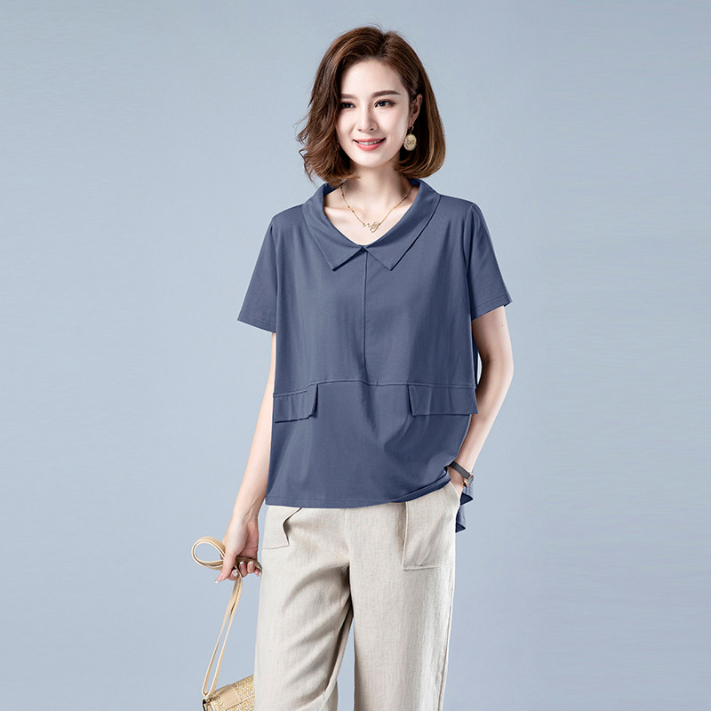 时尚宽松短袖T恤女夏季新款韩版百搭显瘦V领上衣休闲简约女装465,女装T恤,秋牧寒烟