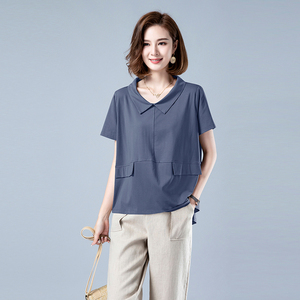 时尚宽松短袖T恤女夏季新款韩版百搭显瘦V领上衣休闲简约女装465图片