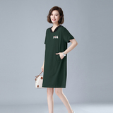 时尚宽松短袖连衣裙女夏季新款韩版显瘦休闲百搭学生裙子8208，女装连衣裙，秋牧寒烟