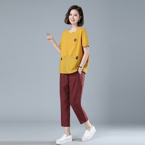 新款大码女装宽松显瘦短袖T恤文艺纯色休闲上衣夏季百搭舒适图片