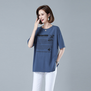 时尚宽松显瘦短袖T恤女夏季新款韩版百搭印花上衣学生休闲女装图片