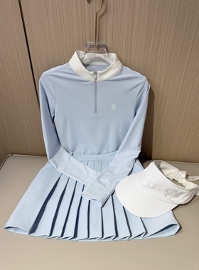 高尔夫服装女春夏高尔夫长袖女韩版高尔夫套装女裙速干透气网球服