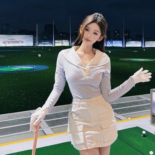 高尔夫服装女春夏韩版高尔夫套装女高尔夫长袖女裙显瘦速干网球服
