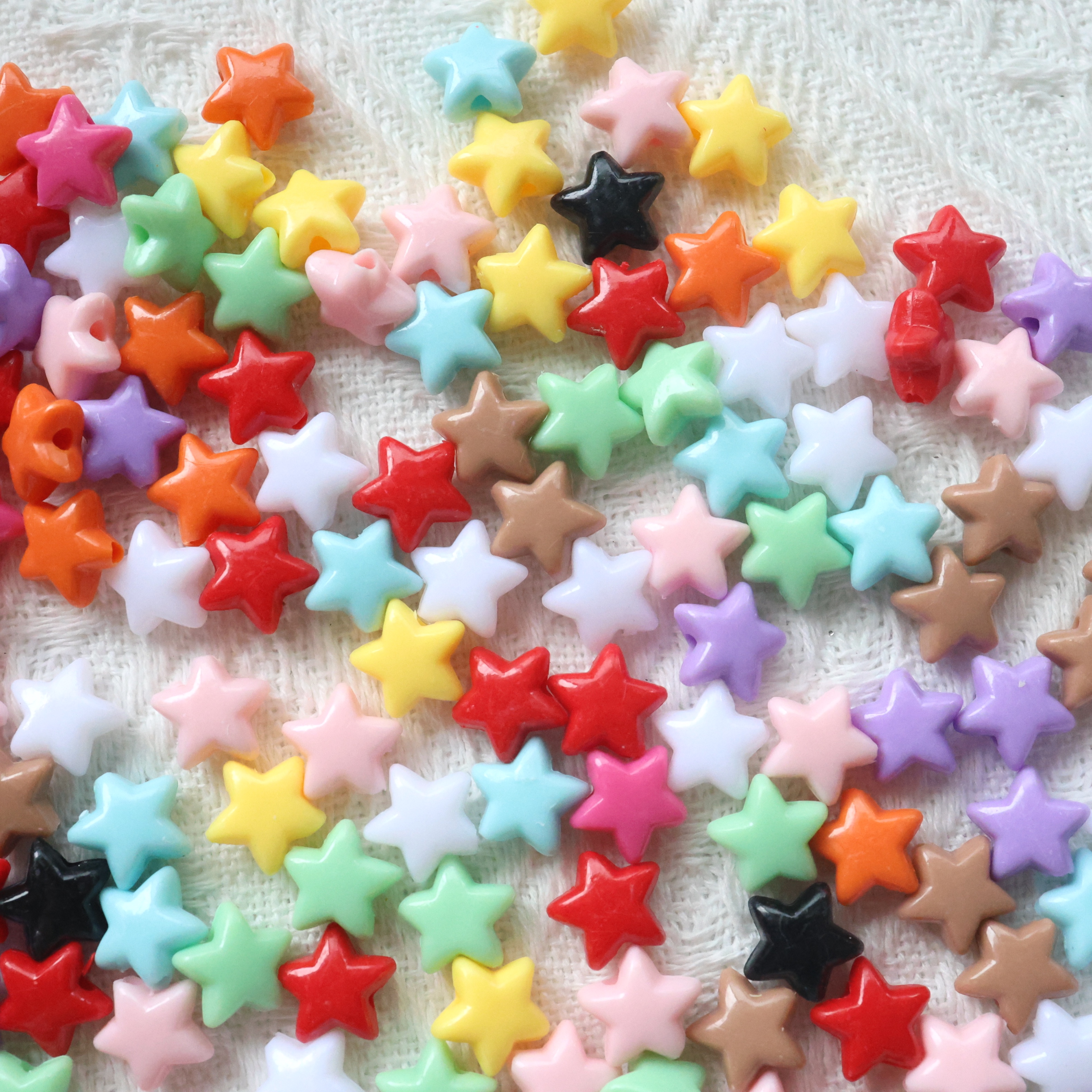 彩色12mm五角星塑料珠子串珠diy