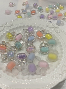 16-20mm6色磨砂镀彩透明小兔子 珠中珠儿童DIY自制皮筋发绳头饰材