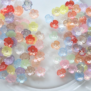 果冻镀彩AB小三瓣小五瓣花朵 DIY串珠古风发簪耳饰发饰材料配件