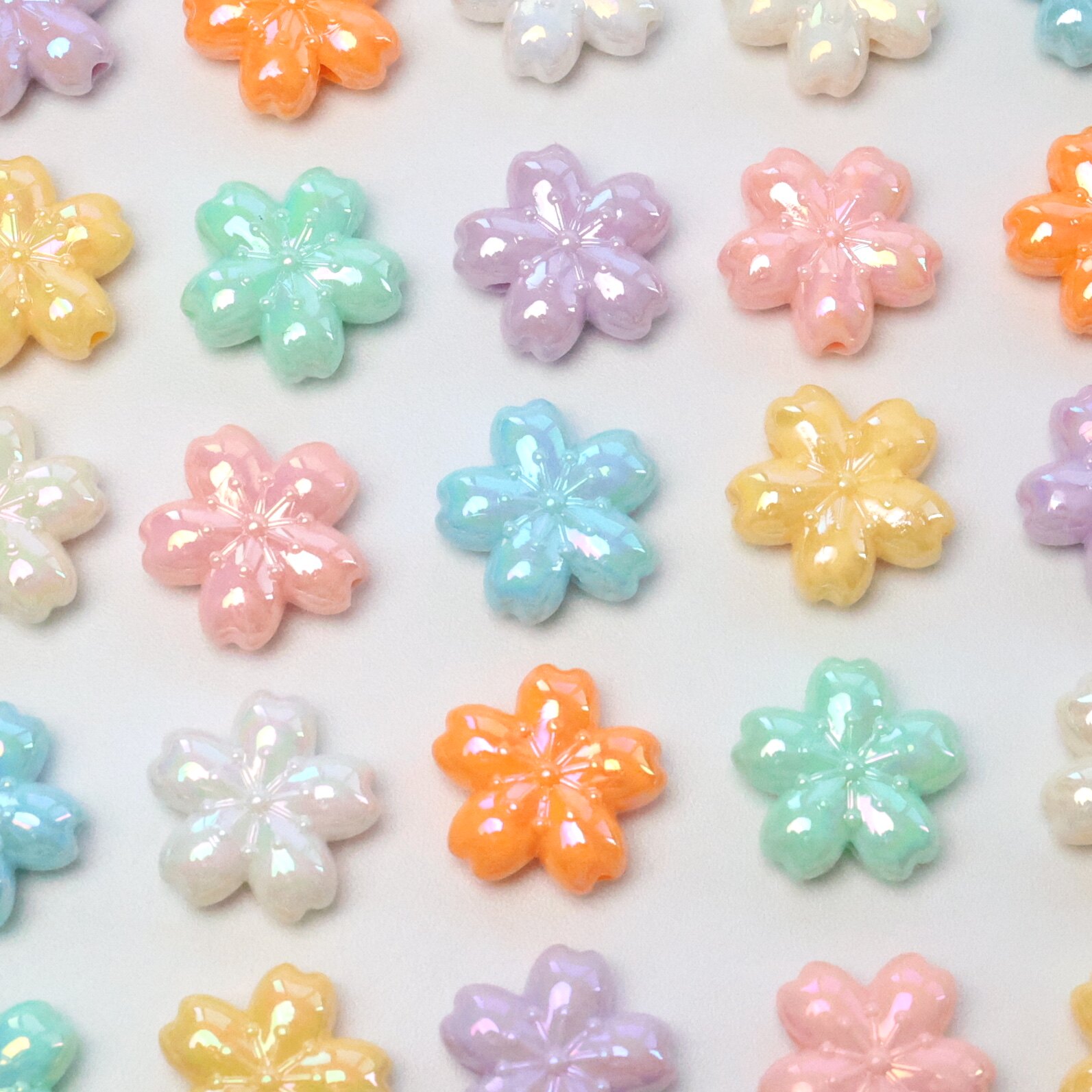 8色镀彩ab樱花花朵散珠 亮晶晶DIY串珠手机链条车挂件材料配饰