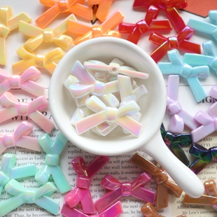 马贝uv炫彩叉叉结实色蝴蝶结 多色DIY串珠手机链条包挂件钥匙材料