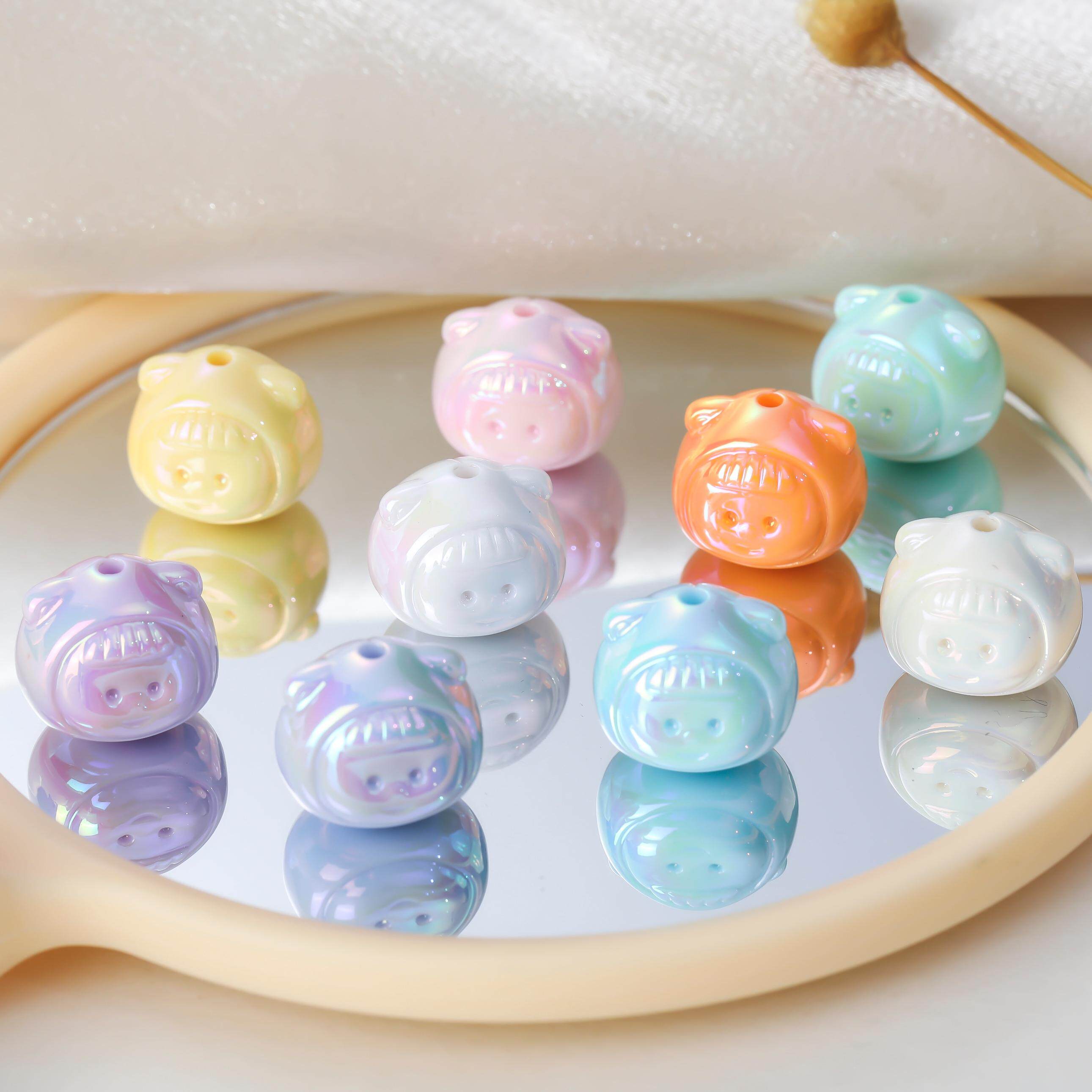 可爱uv小多妹炫彩实色卡通珠子 DIY串珠手机链条挂机材料配饰女孩