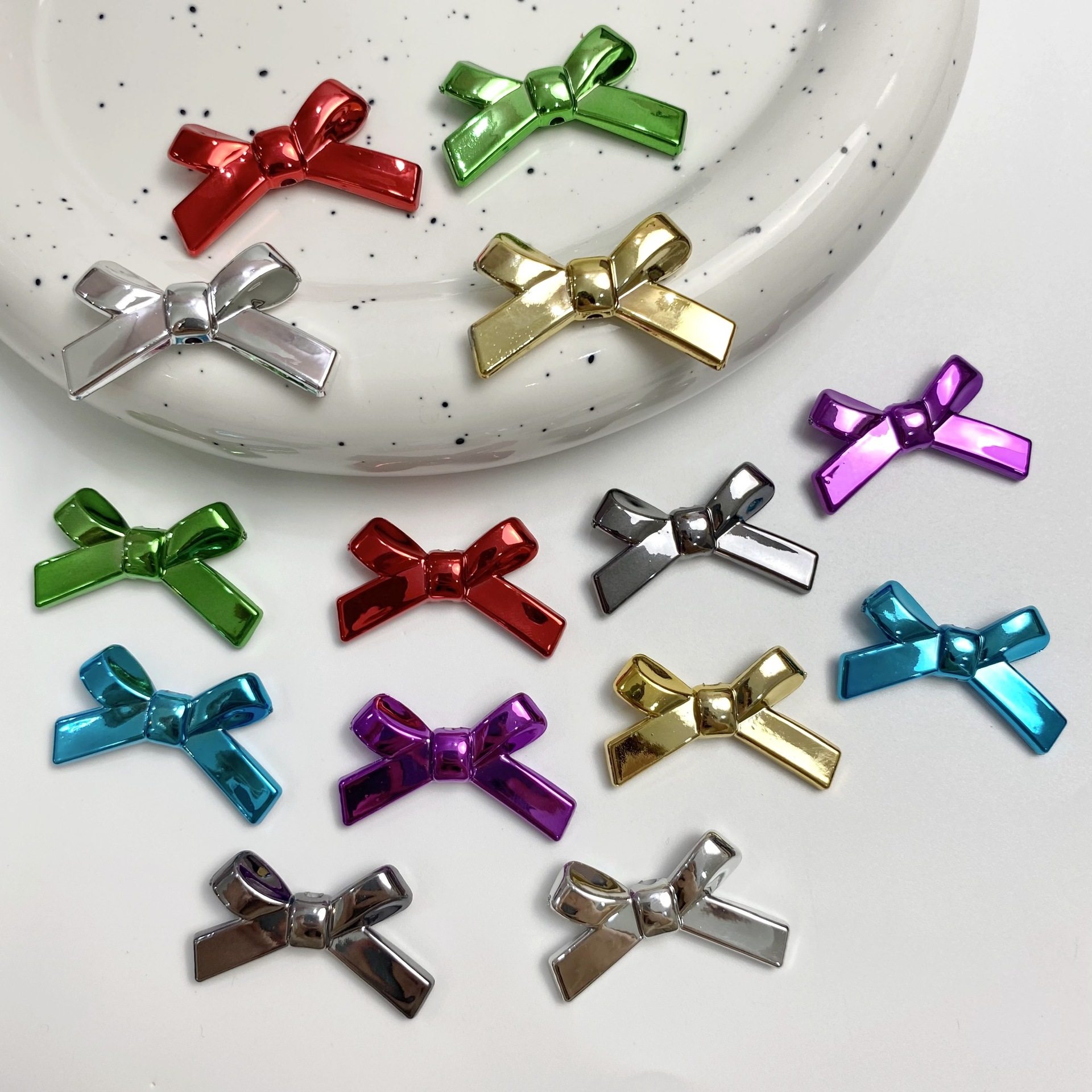 圣诞色UV叉叉结金属色 DIY自制发夹手机链串珠土酷泫雅风材料散珠