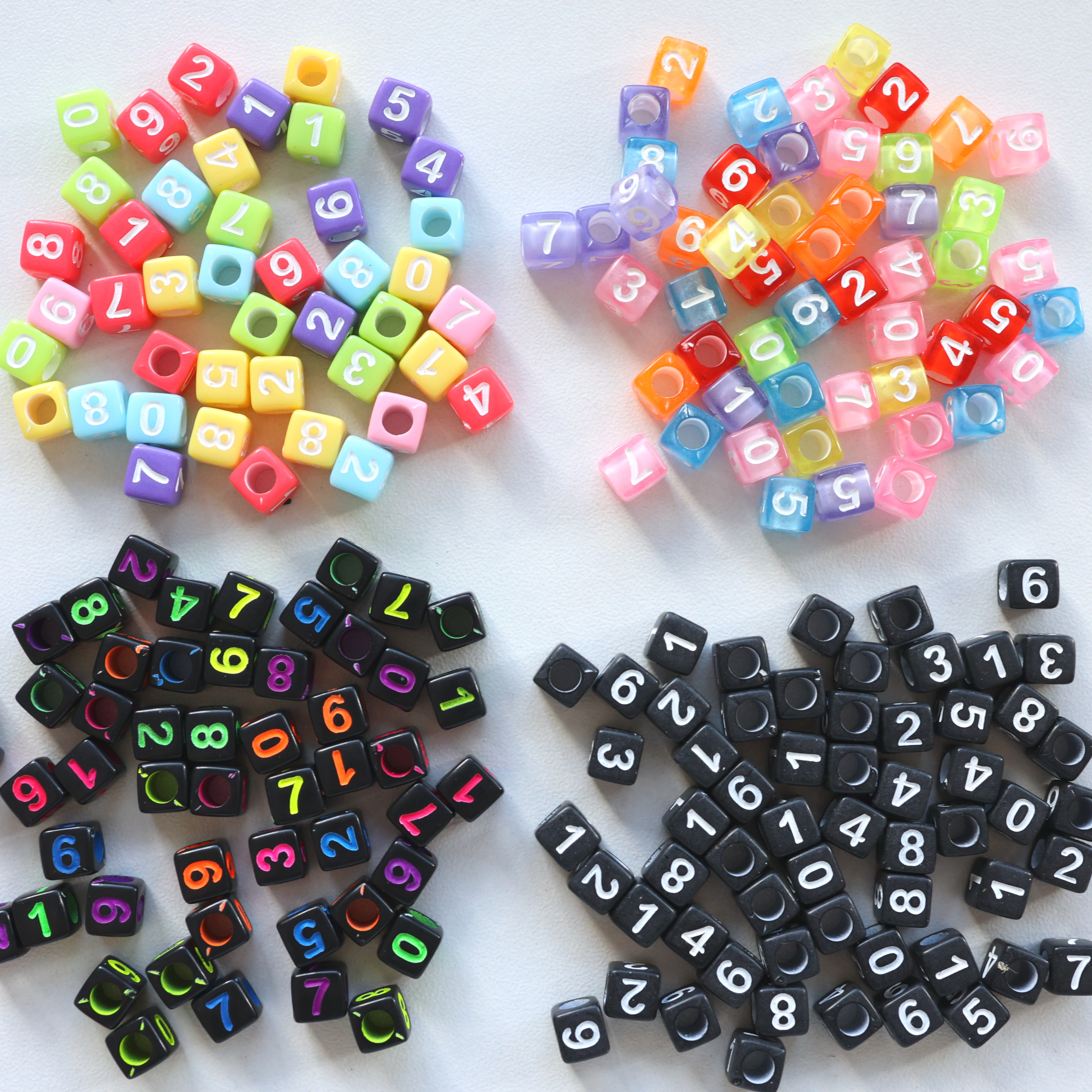 6x6mm方块数字珠大孔DIY配饰珠子