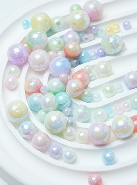 4/6/8/10mm双色炫彩ab小圆珠间隔珠 DIY手机链条小米珠搭配串珠散