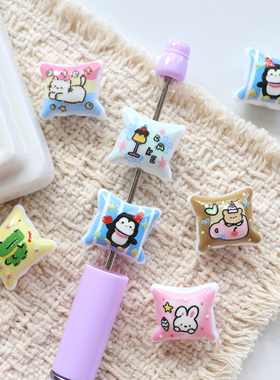 印花歪抱枕卡通浮雕串珠DIY材料