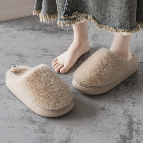 棉拖鞋女士秋冬新款保暖毛毛棉鞋