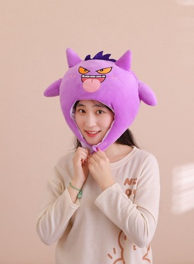 紫色吐舌头怪兽头套帽子拍照道具卡通头套摄影道具表演道具
