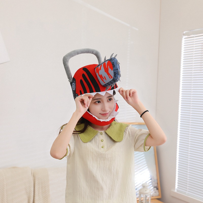 跨境动漫cosplay电锯头套帽子拍照道具卡通头套表演道具