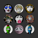 陶瓷艺术北欧坐盘墙饰摆件餐盘8寸 欧式 意大利人脸挂盘墙面装 饰盘