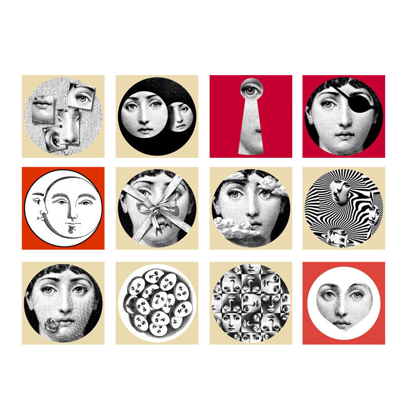 北欧复古黑白人脸墙贴房间宿舍墙面背景墙壁装饰艺术贴画自粘壁纸